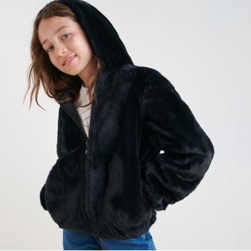 Sinsay - Jachetă din blană artificială - Negru