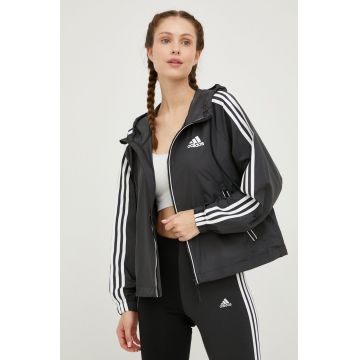 adidas Performance geaca femei, culoarea negru, de tranzitie, oversize