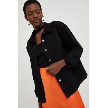 Answear Lab geaca femei, culoarea negru, de tranzitie, oversize