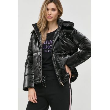 Armani Exchange geaca femei, culoarea negru, de iarna