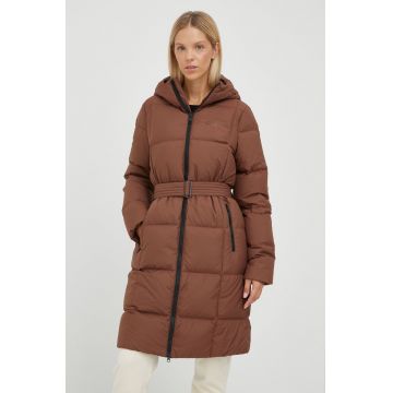 Jack Wolfskin geaca de puf femei, culoarea maro, de iarna