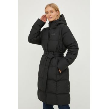 Jack Wolfskin geaca de puf femei, culoarea negru, de iarna