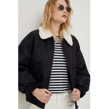 Levi's geaca femei, culoarea negru, de tranzitie