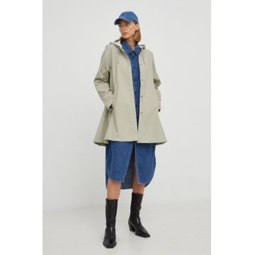Rains geaca 18340 A-line Jacket femei, culoarea gri, de tranzitie