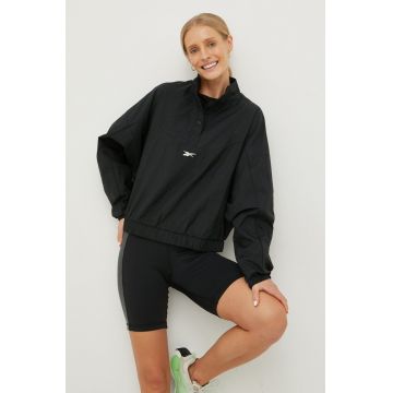 Reebok jacheta de antrenament Workout Ready culoarea negru, de tranzitie, oversize