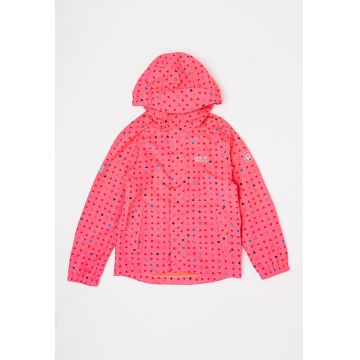 Jacheta impermeabila cu gluga si model geometric Tucan