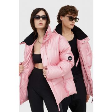 Rains geaca 15220 Boxy Puffer Jacket culoarea roz, de iarna