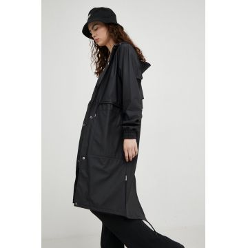Rains geacă de ploaie String Parka femei, culoarea negru, de tranzitie 18550.01-01.Black
