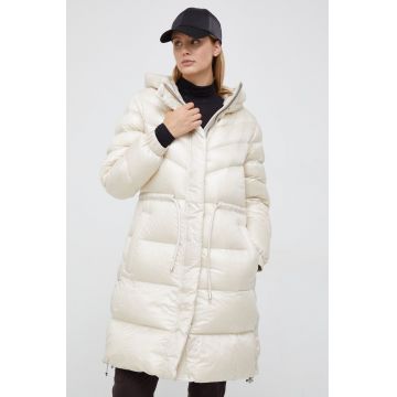 Woolrich geaca de puf femei, culoarea bej, de iarna