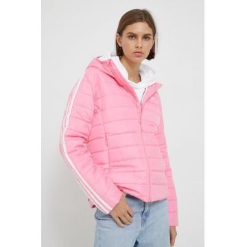 adidas Originals geaca femei, culoarea roz, de tranzitie