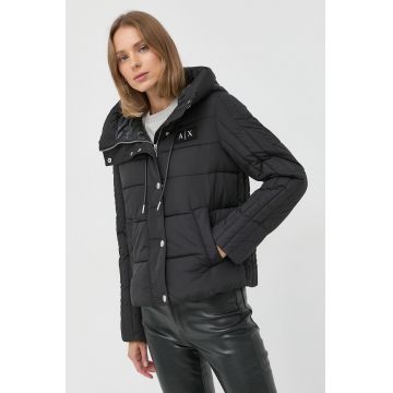 Armani Exchange geaca femei, culoarea negru, de tranzitie