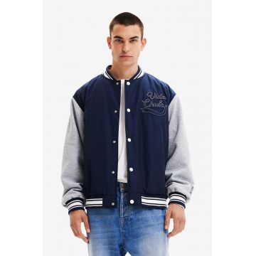 Desigual geaca bomber barbati, culoarea albastru marin, de tranzitie