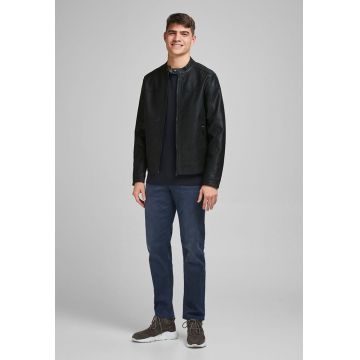 Jack & Jones - Jacheta de piele ecologica cu guler scurt