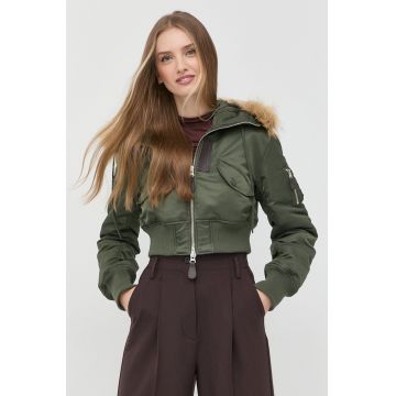 MAX&Co. geaca bomber femei, culoarea verde, de iarna, oversize