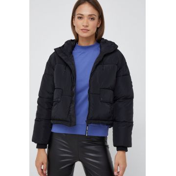 Pepe Jeans geaca femei, culoarea negru, de tranzitie, oversize