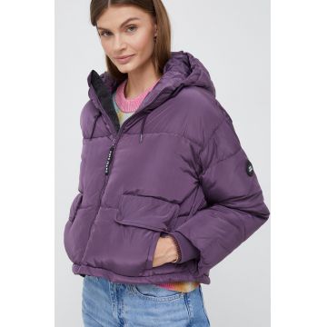 Pepe Jeans geaca femei, culoarea violet, de tranzitie, oversize