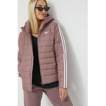 adidas Originals geaca femei, culoarea roz, de tranzitie