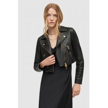 AllSaints geaca ramones de piele femei, culoarea negru, de tranzitie