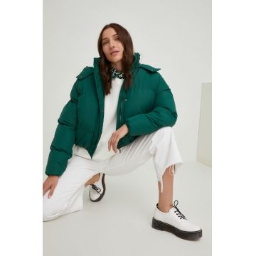 Answear Lab geaca femei, culoarea verde, de iarna, oversize