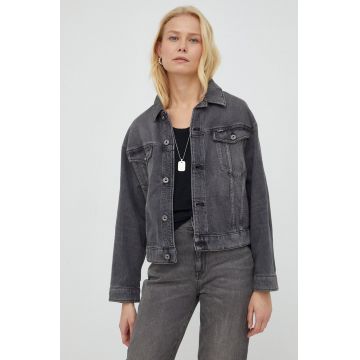 G-Star Raw geaca jeans femei, culoarea gri, de tranzitie