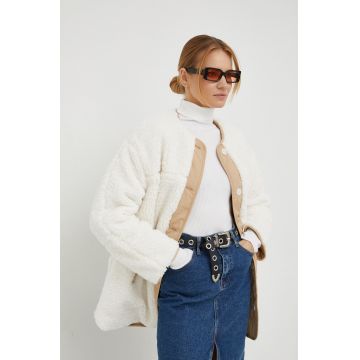 Levi's geacă reversibilă femei, culoarea bej, de tranzitie, oversize