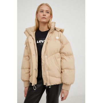 Levi's geaca de puf femei, culoarea bej, de iarna, oversize