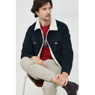 Pepe Jeans geaca din velur culoarea albastru marin, de tranzitie