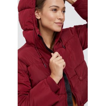 Pepe Jeans geaca femei, culoarea bordo, de iarna