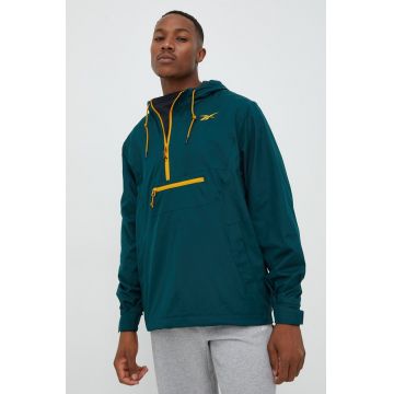 Reebok Classic geaca barbati, culoarea verde, de tranzitie