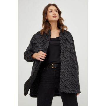 Answear Lab geaca femei, culoarea negru, de tranzitie, oversize