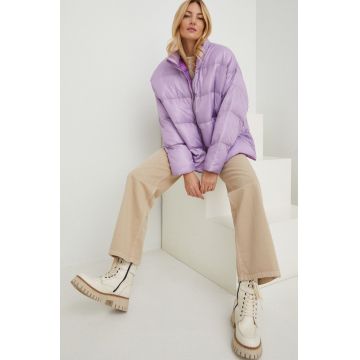 Answear Lab geaca femei, culoarea violet, de iarna, oversize