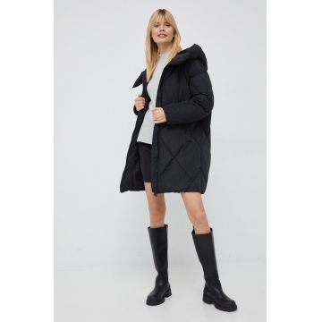 Geox geaca femei, culoarea negru, de iarna, oversize