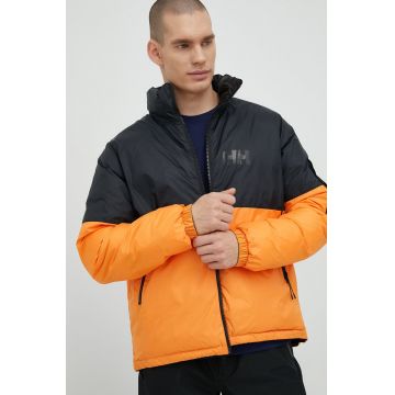 Helly Hansen geaca cu doua fete barbati, culoarea portocaliu, de iarna