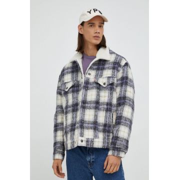 Levi's geaca din amestec de lana culoarea violet, de tranzitie, oversize