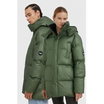 Rains geaca 15040 Boxy Puffer Parka culoarea verde, de iarna