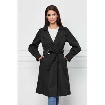 Jacheta Alexa neagra cu rever crestat si cordon in talie Jacheta Alexa neagra cu rever crestat si cordon in talie