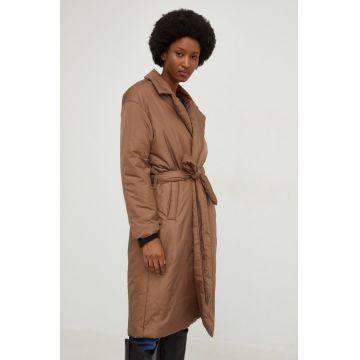 Answear Lab geaca femei, culoarea maro, de iarna, oversize