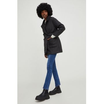 Answear Lab geaca femei, culoarea negru, de tranzitie, oversize