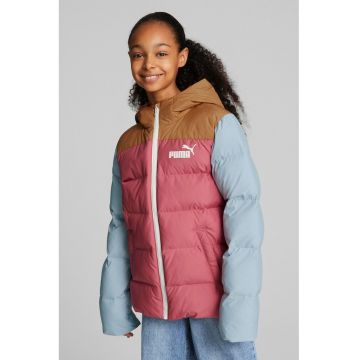 Geaca cu gluga si model colorblock