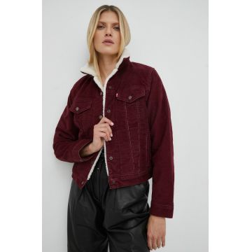 Levi's geaca din velur culoarea bordo, de tranzitie