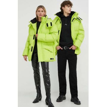 Rains geaca 15010 Block Puffer Jacket culoarea verde, de iarna, oversize