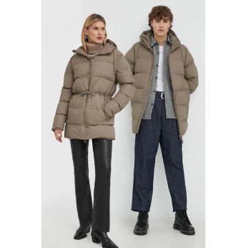 Rains geaca 15370 Puffer W Jacket culoarea maro, de iarna