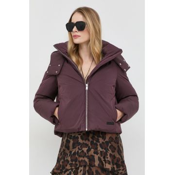 Trussardi geaca femei, culoarea bordo, de iarna, oversize