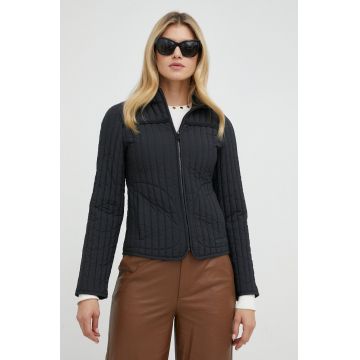 Trussardi geaca femei, culoarea negru, de tranzitie