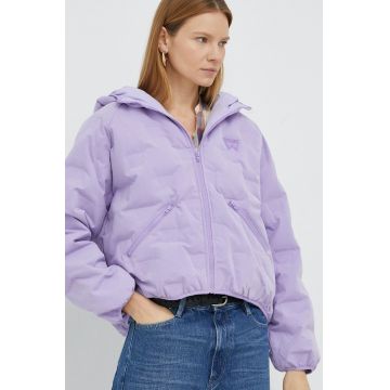 Wrangler geaca de puf femei, culoarea violet, de iarna, oversize