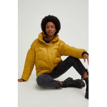 Answear Lab geaca femei, culoarea galben, de iarna, oversize