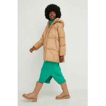 Answear Lab geaca femei, culoarea maro, de iarna, oversize