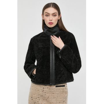 Trussardi geaca femei, culoarea negru, de tranzitie