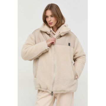 Weekend Max Mara jacheta de puf din amestec de lana culoarea bej, de iarna, oversize