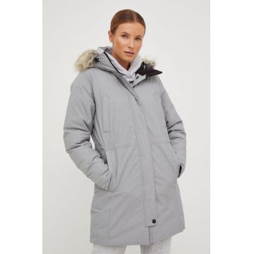 Helly Hansen geaca femei, culoarea gri, de iarna